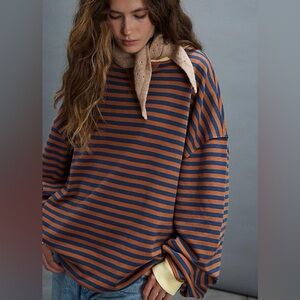 We The Free Classic Striped Oversized Crewneck